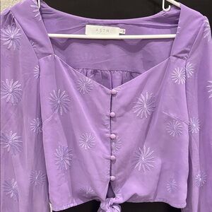 ASTR Lavender Blouse with Ruffle Detail